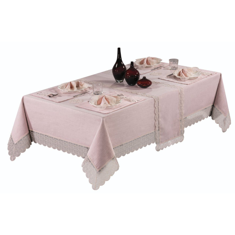 Lace Tablecloth for Wedding Gift or Anniversary, Family Gatherings, or Housewarming Gift, 26-Piece Farmhouse Style Set - Wear Sierra