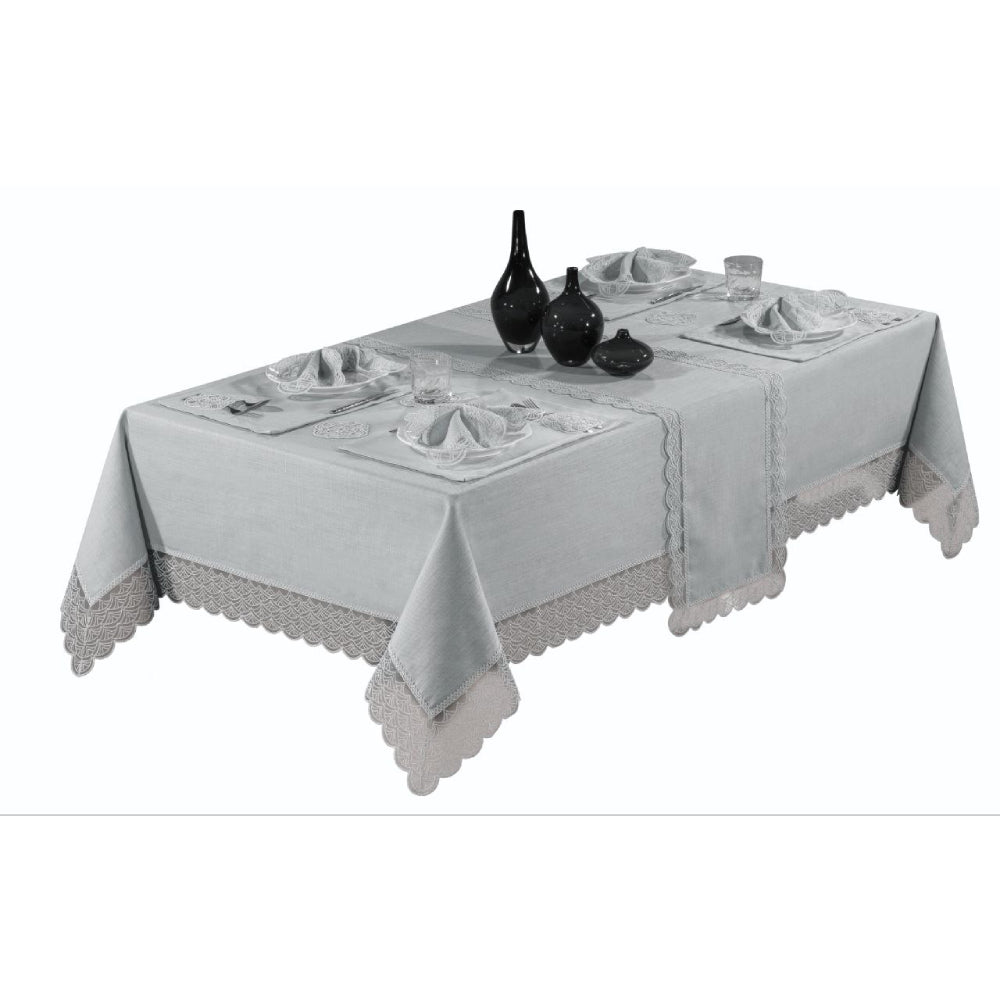 Lace Tablecloth for Wedding Gift or Anniversary, Family Gatherings, or Housewarming Gift, 26-Piece Farmhouse Style Set - Wear Sierra