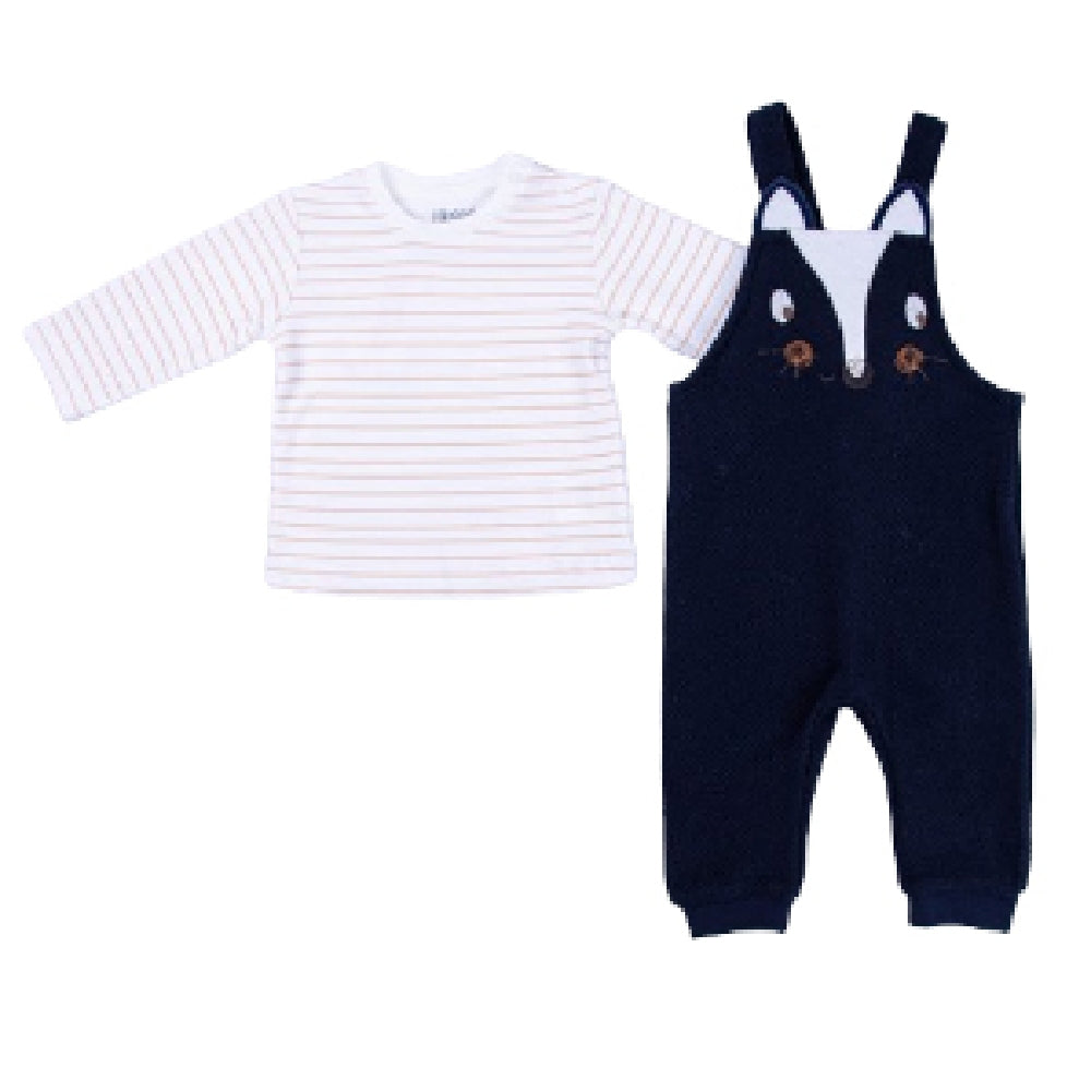 Newborn & Toddler Overalls in a Fun Print (Skunk) Striped Long-Sleeve Shirt Included - 2 Piece Set - Wear Sierra