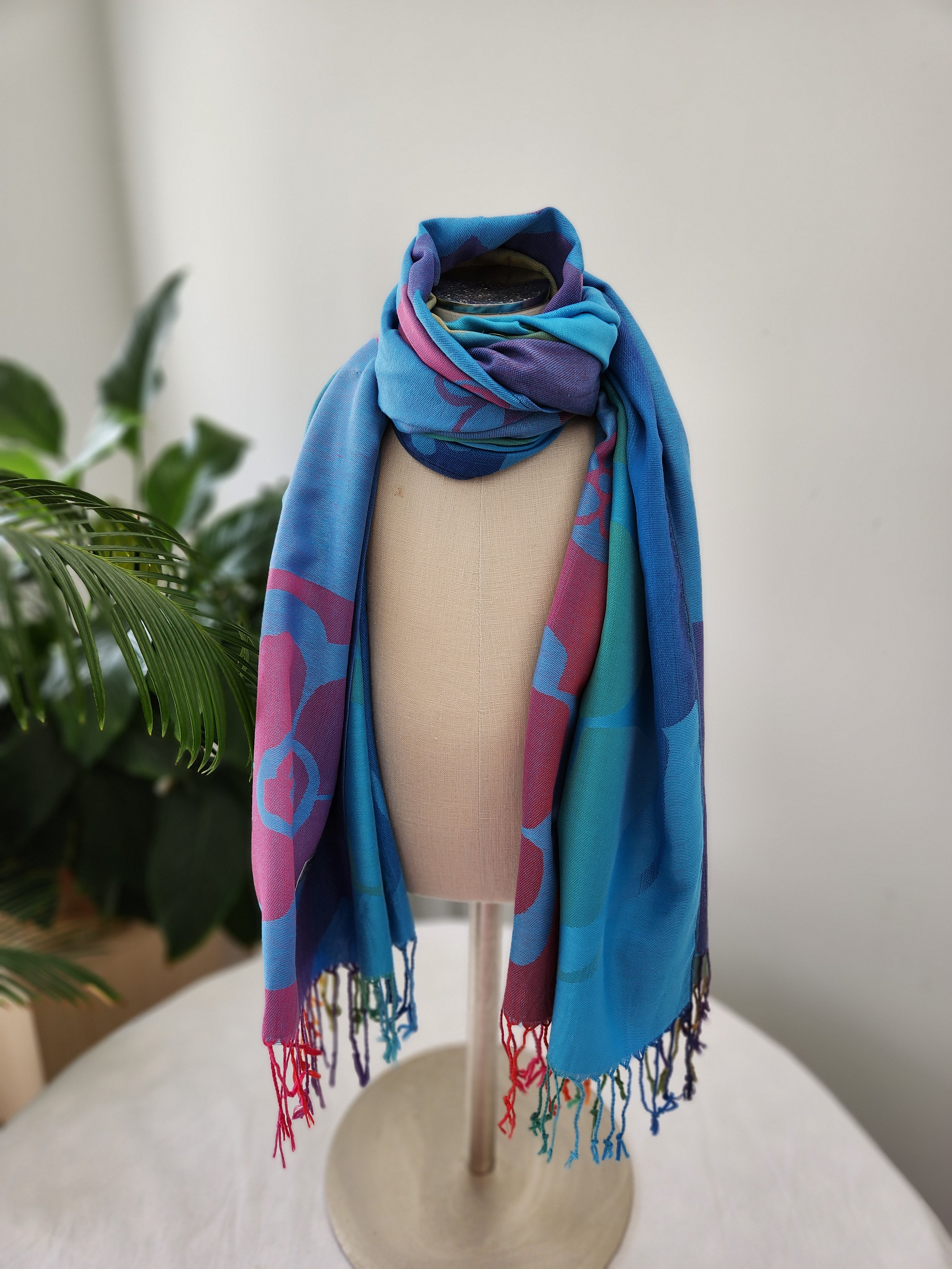 Colorful Women's Scarf in Vibrant, Tropical Colors Makes A Great Holiday Gift