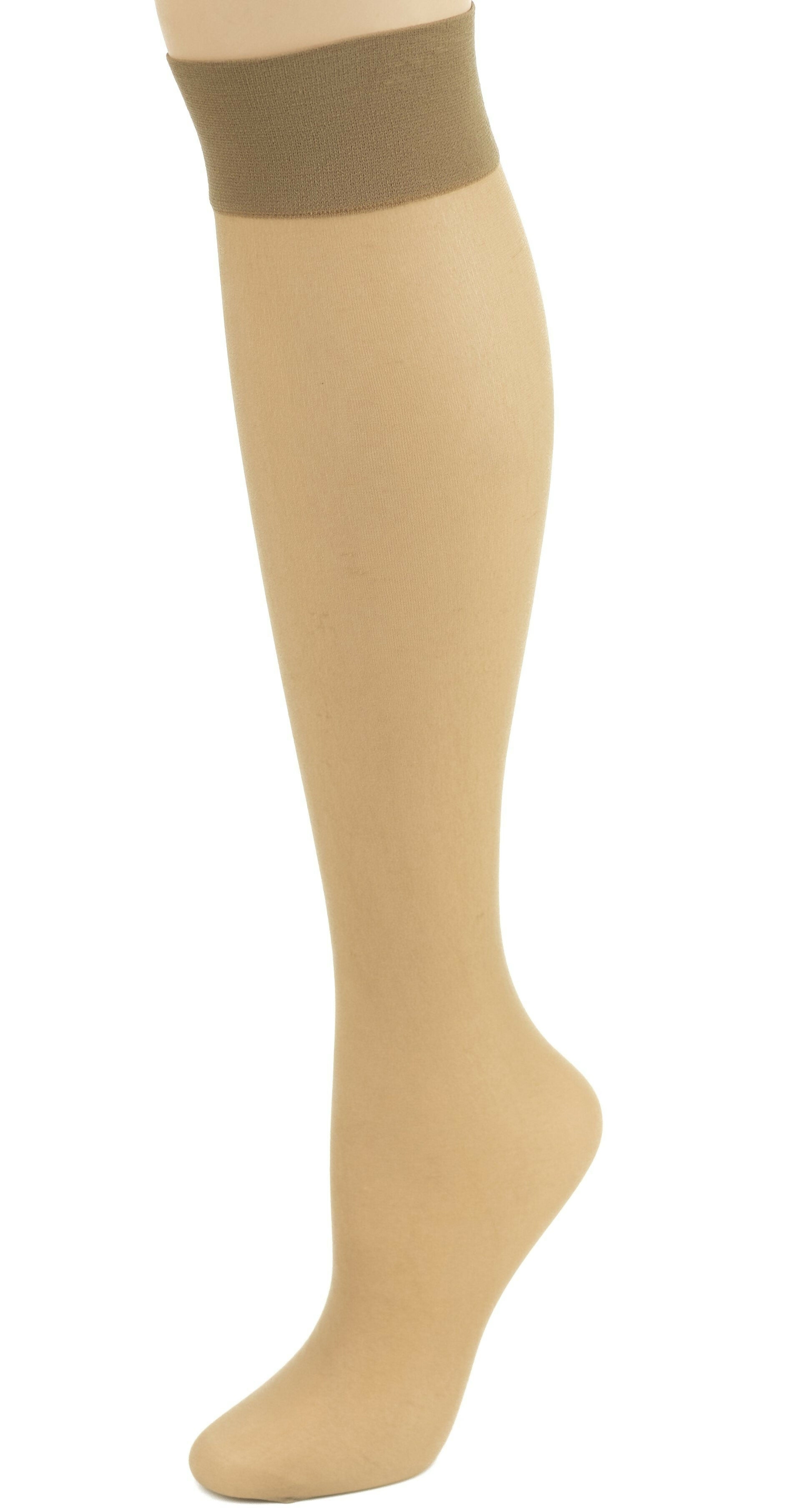 Women's Stay-Up Nylon Knee Highs Comfort Hosiery with Reinforced Toe 6 Pair Pack