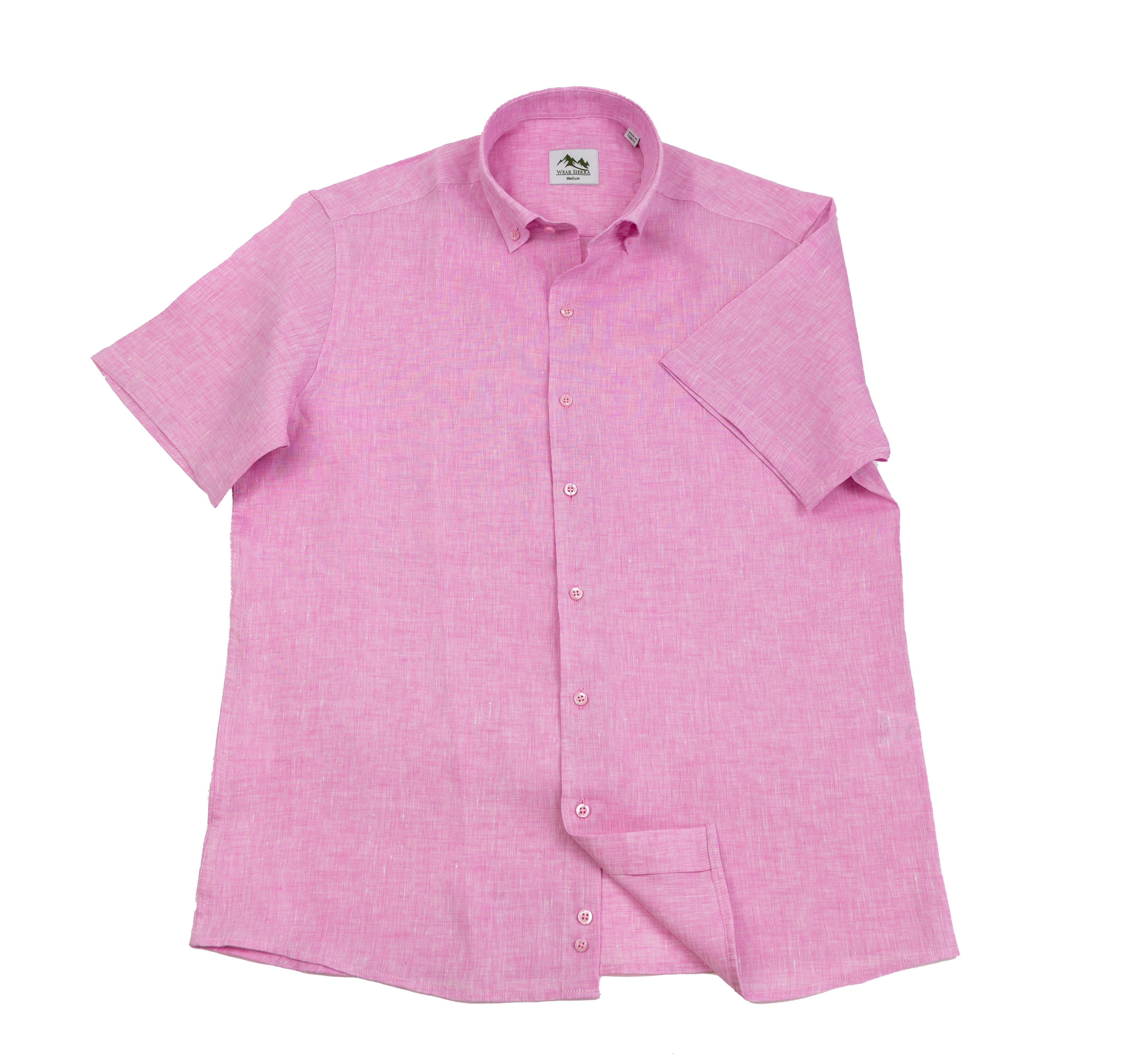 Wear Sierra Top Shelf Men's Linen Short Sleeve Button Down Shirt in Pink