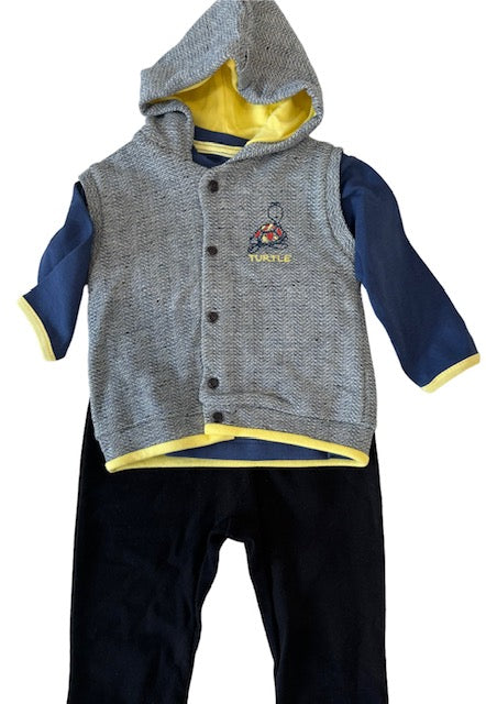 Newborn, Infant & Toddler Animal Theme (Turtle) 3-Piece Hoodie Jacket Set for Little Boys & Girls - Wear Sierra