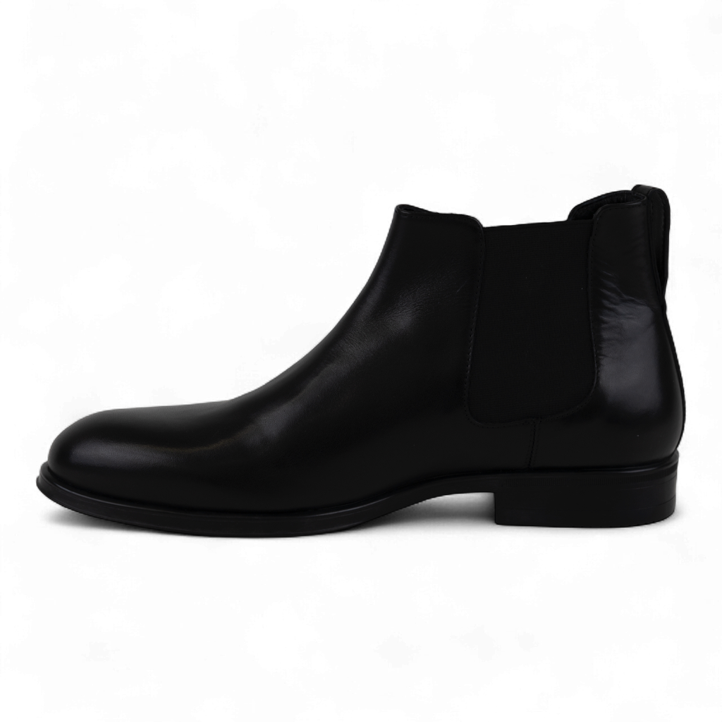 Men's Leather Slip on Ankle Boots in Brown or Black (Plato Style)
