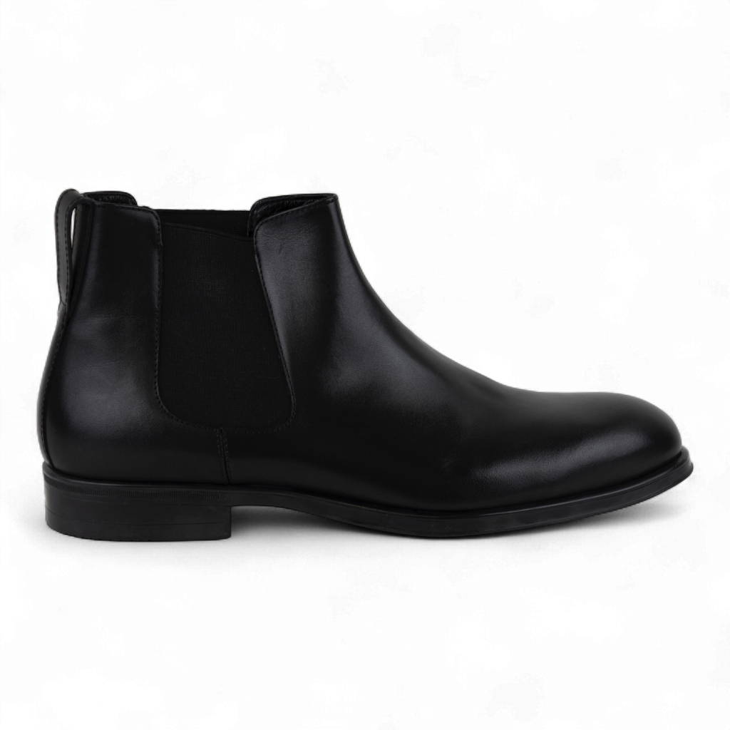 Men's Leather Slip on Ankle Boots in Brown or Black (Plato Style)