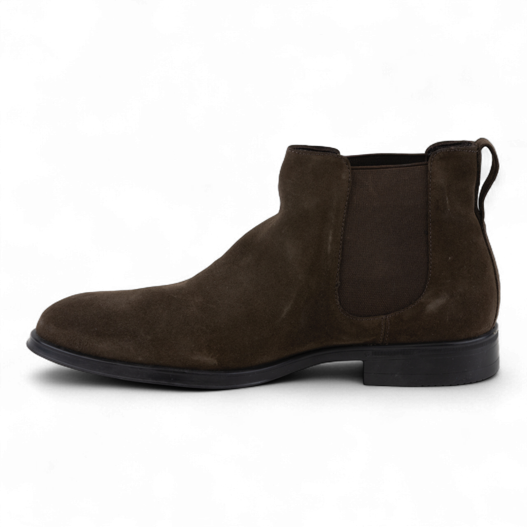 Men's Leather Slip on Ankle Boots in Brown or Black (Plato Style)
