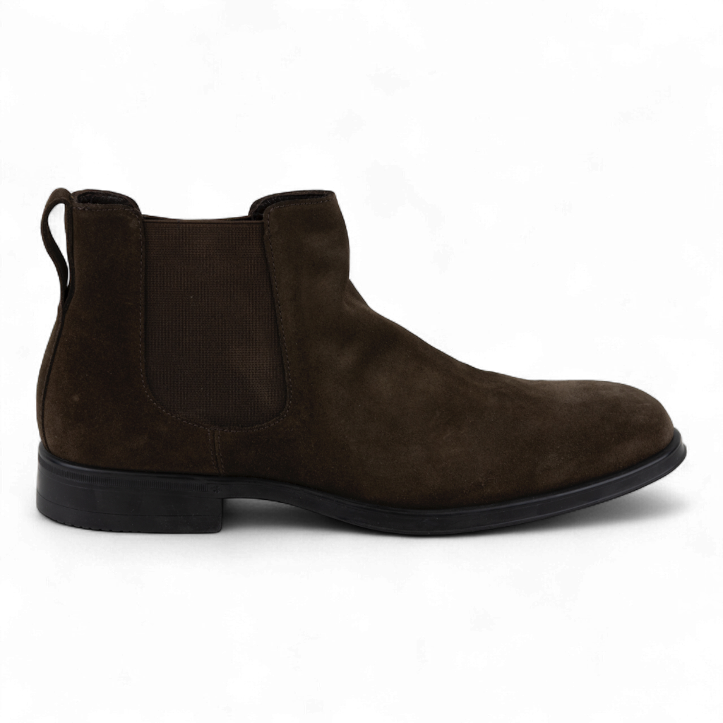 Men's Leather Slip on Ankle Boots in Brown or Black (Plato Style)