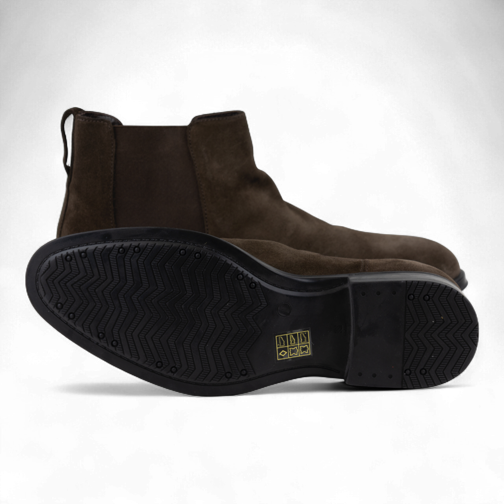 Men's Leather Slip on Ankle Boots in Brown or Black (Plato Style)