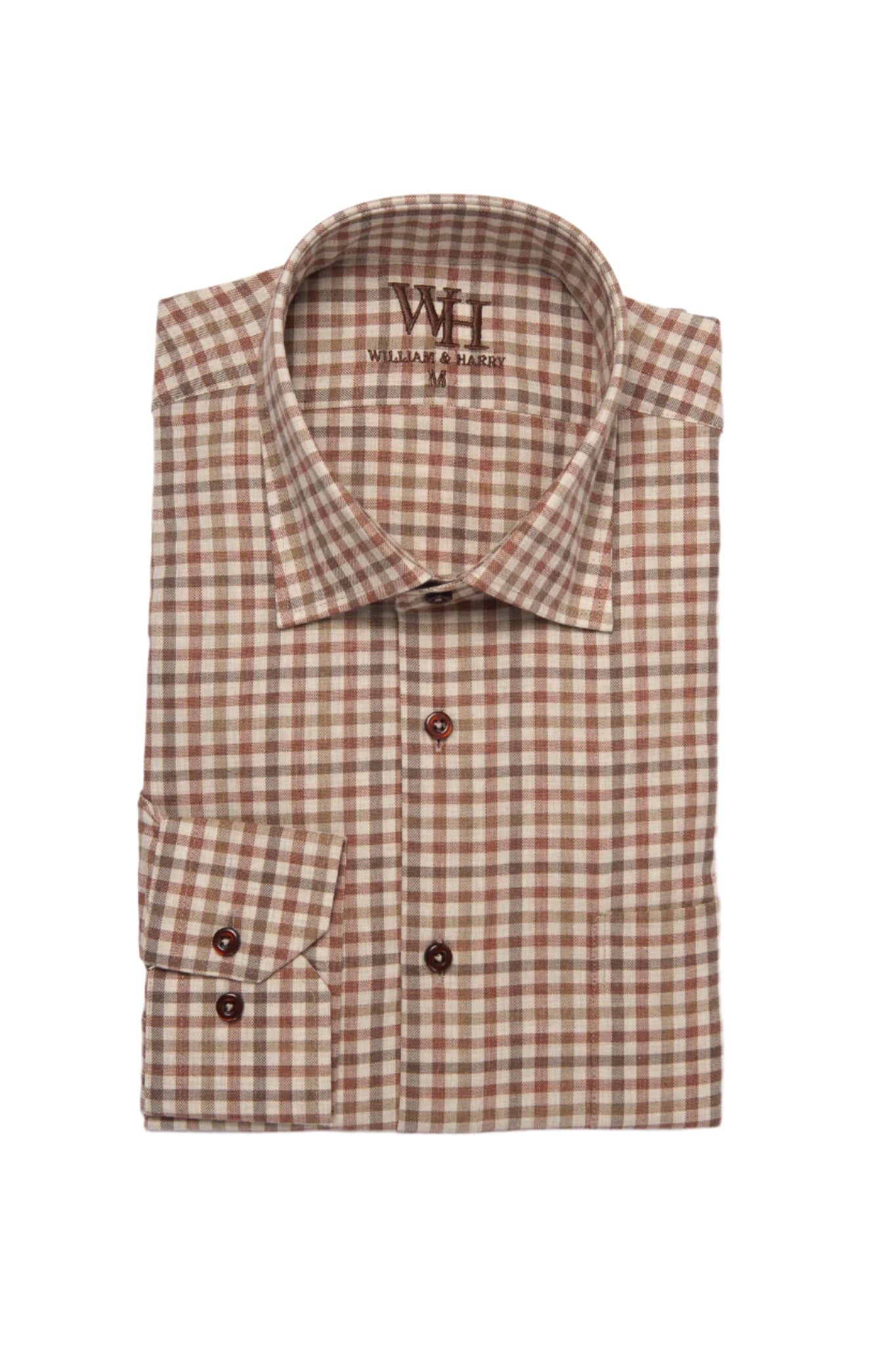 W&H Golf Men's Long Sleeve Button Up Sports Shirts - Red Gingham