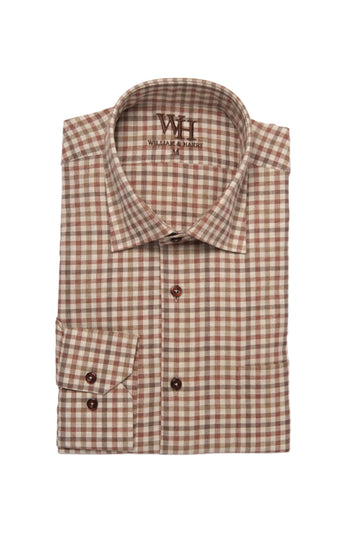 W&H Golf Men's Long Sleeve Button Up Sports Shirts - Red Gingham