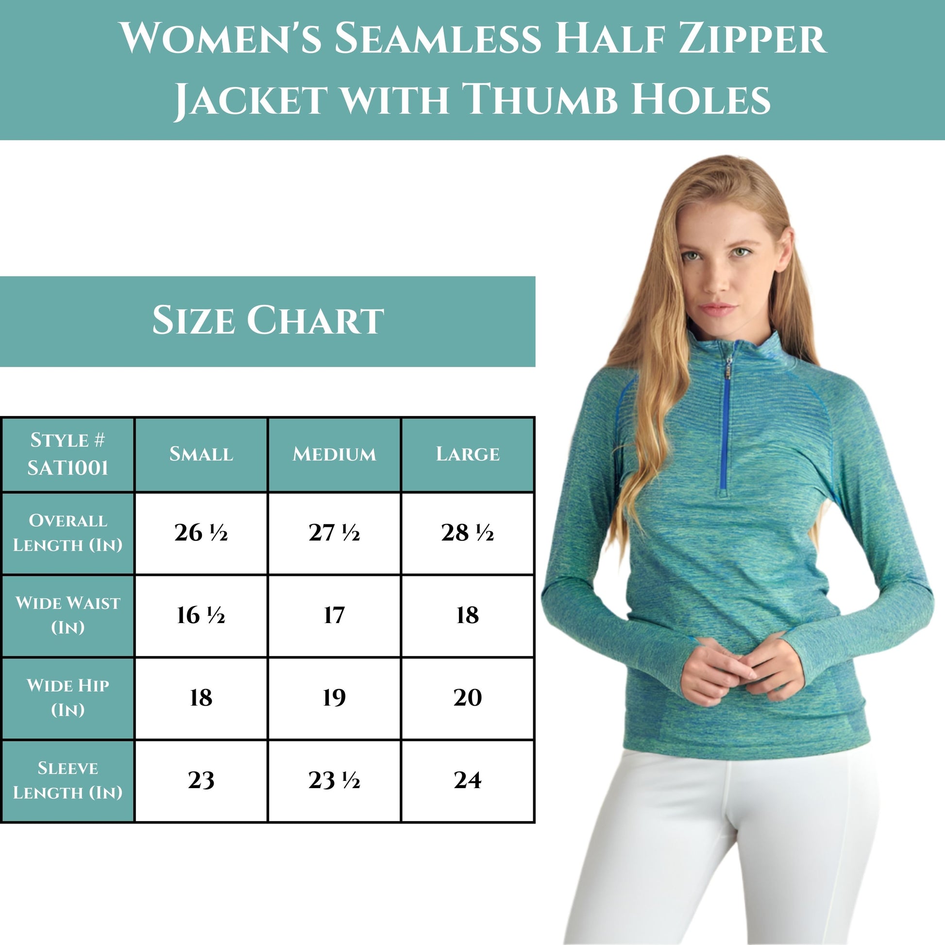 Women's Seamless Half Zipper Jacket with Thumb Holes - Great for Fall - Wear Sierra