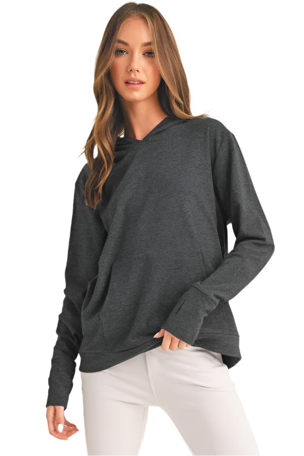 Women's Hoodie Ultra Soft Brushed Viscose from Bamboo Jacket with Thumb Holes- Wear Sierra