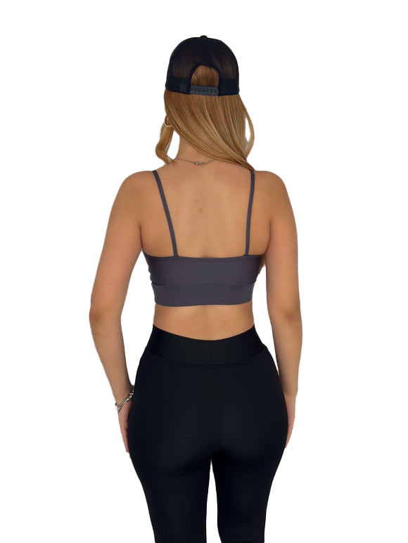 Juniors' and Women's Lightly Padded Workout Wear, Crisscross Front Plunge Neck Top - Wear Sierra