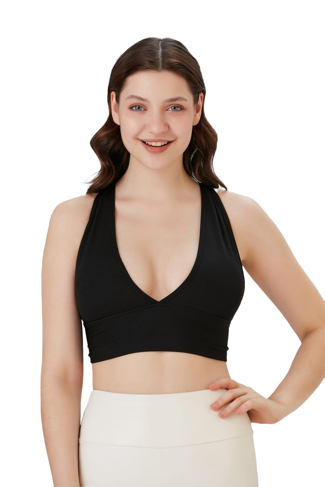 Ladies Padded Workout Wear, Comfortable Soft Plunge Neck Top - NEW ARRIVALS! - Wear Sierra