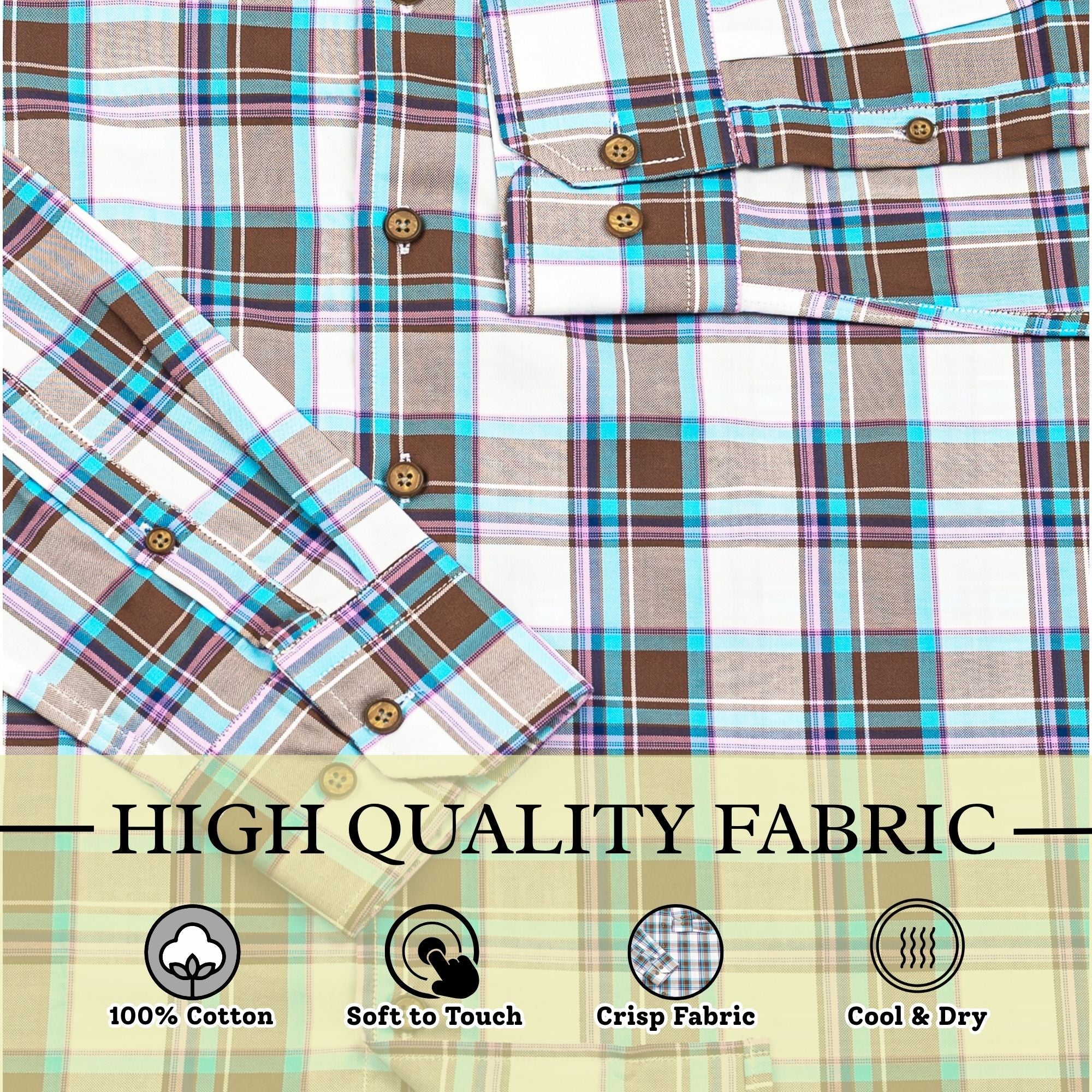 Wear Sierra Top Shelf Men's Cotton Long Sleeve Button Down Shirts in White Plaid
