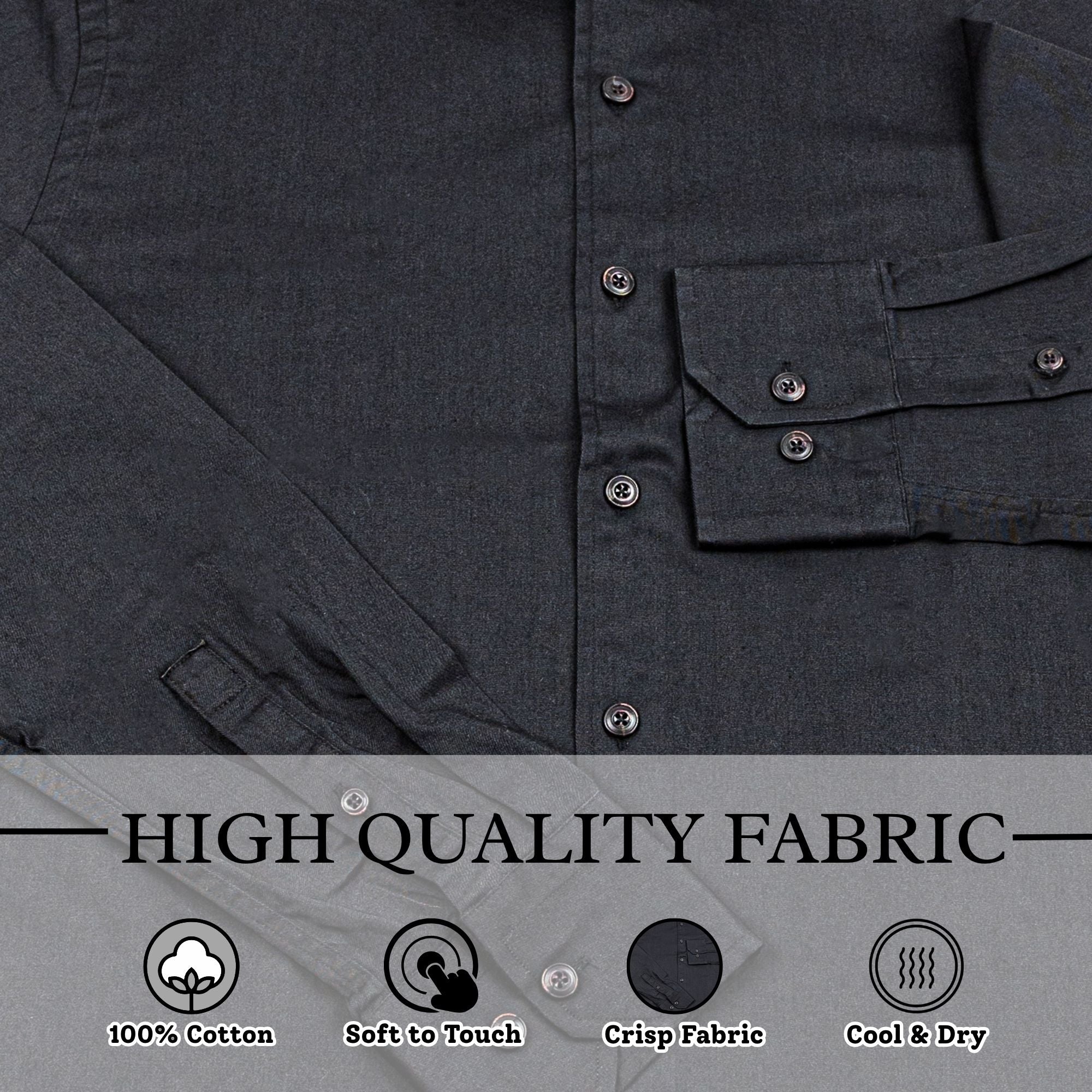 Wear Sierra Top Shelf Men's Cotton Long Sleeve Button Up Shirts in Black