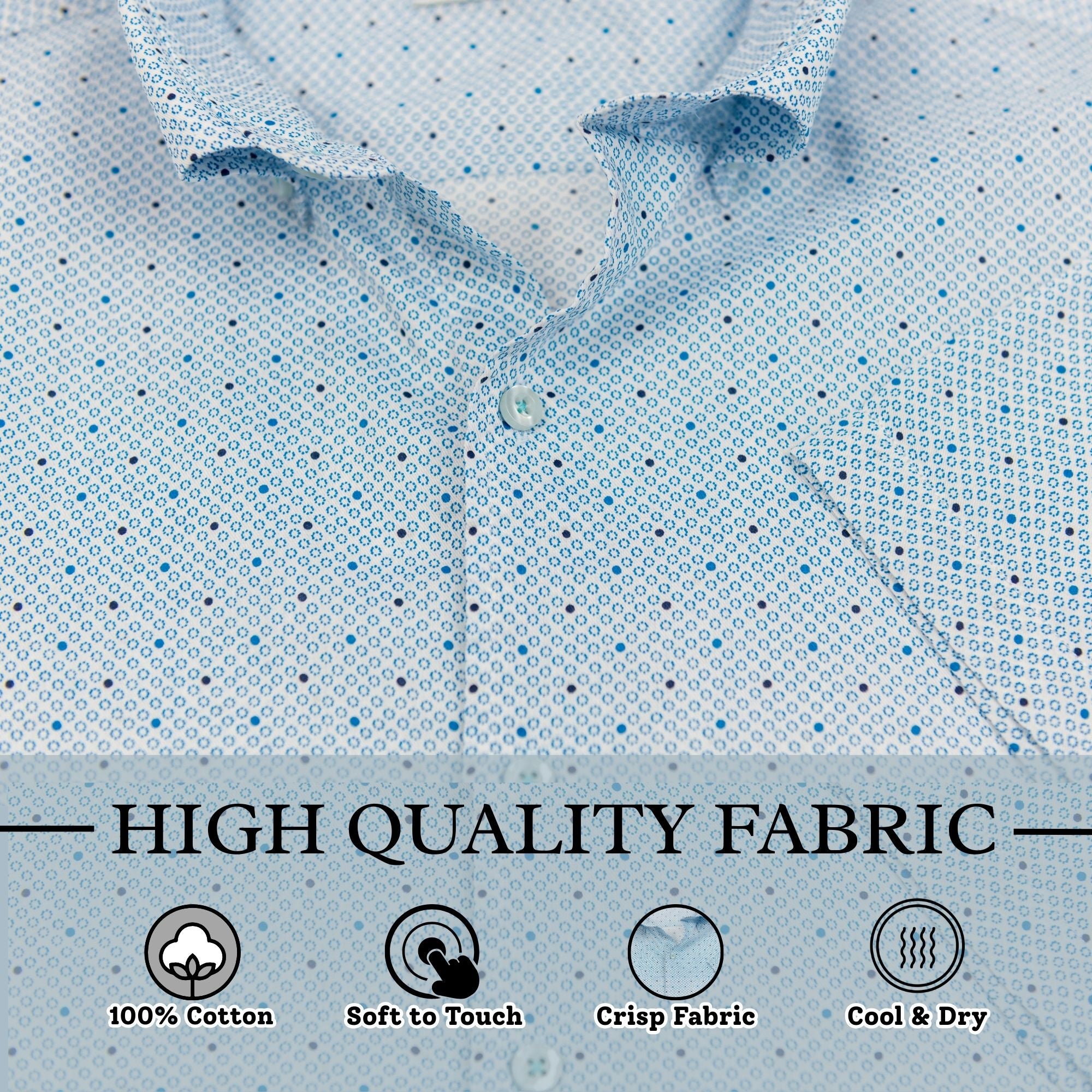 Wear Sierra Top Shelf Men's Cotton Short Sleeve Button Down Shirt Blue Dots