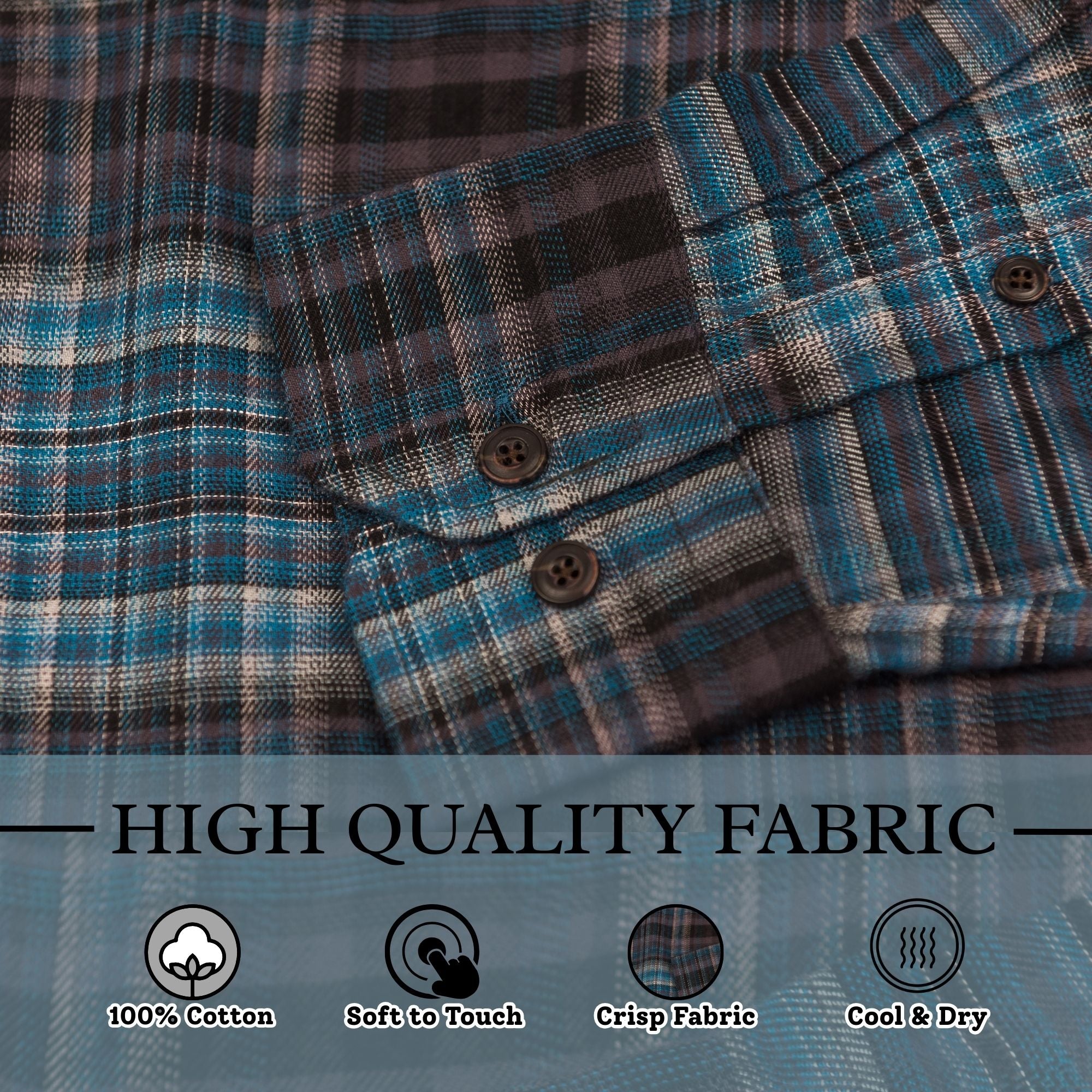 Wear Sierra Top Shelf Men's Cotton Long Sleeve Button Down Shirts in Navy Plaid
