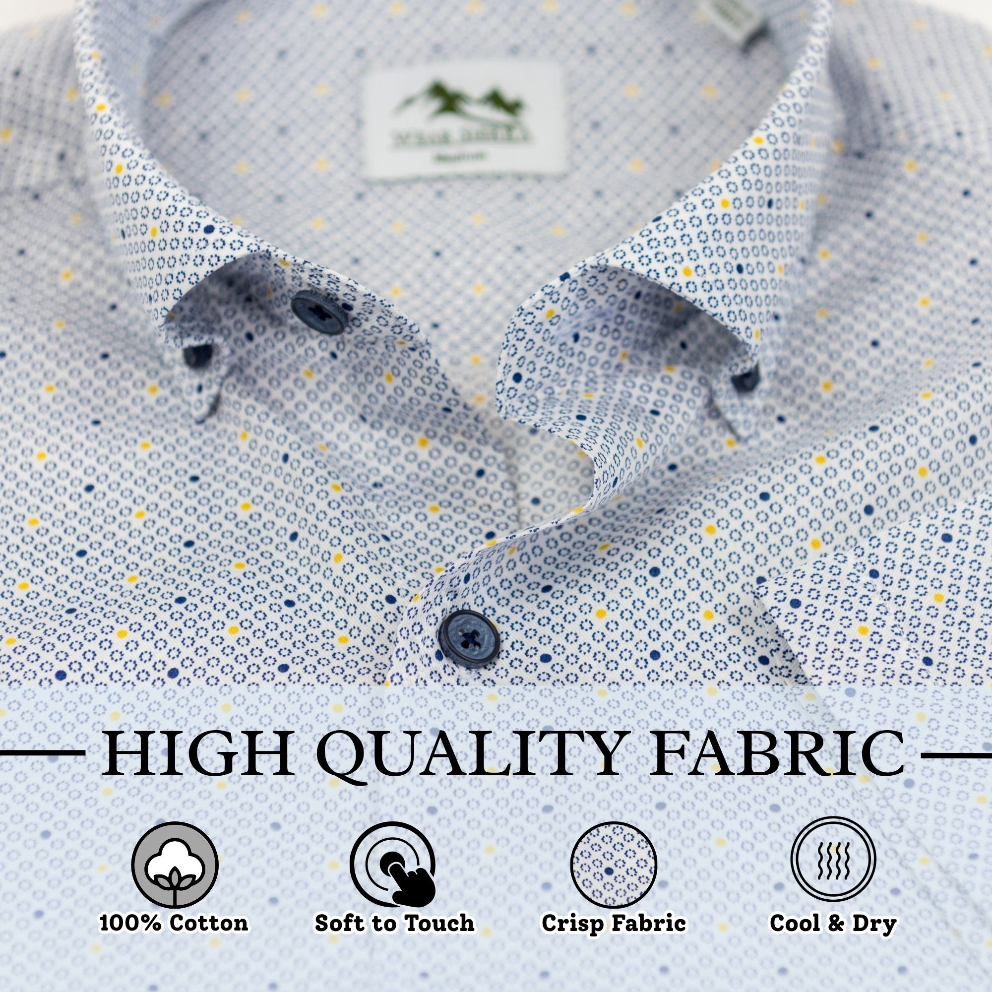 Wear Sierra Top Shelf Men's Cotton Short Sleeve Button Down Shirt White Dots