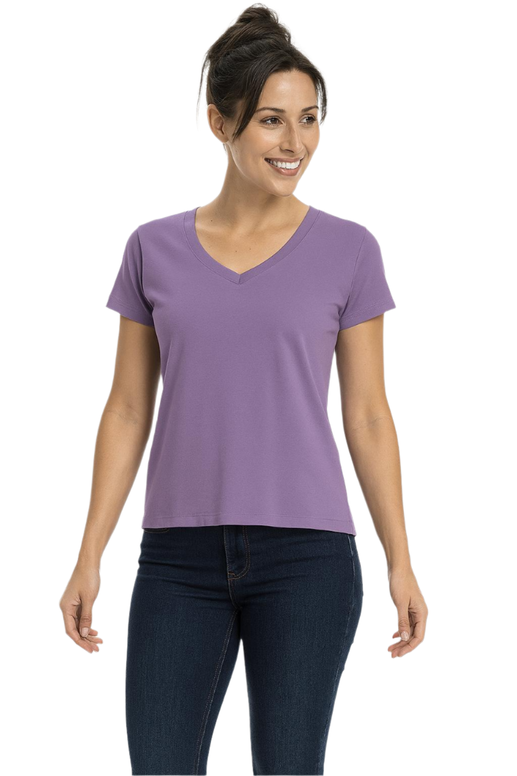 Women's Short Sleeve V-Neck T-Shirts - Colorful Women's Shirts - Great for Laying under Scrubs, Sweaters, Turkish Cotton Short Sleeve Shirts