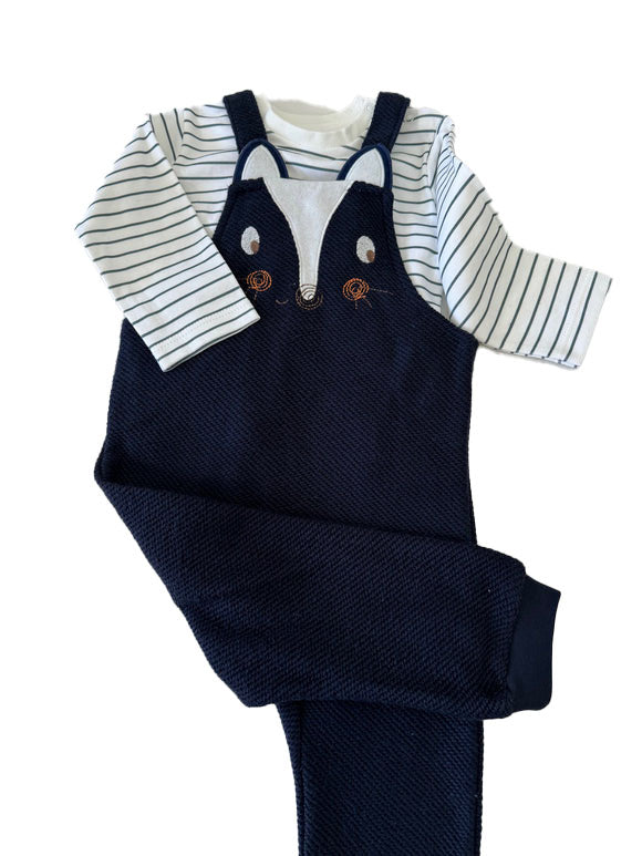 Newborn & Toddler Overalls in a Fun Print (Skunk) Striped Long-Sleeve Shirt Included - 2 Piece Set - Wear Sierra