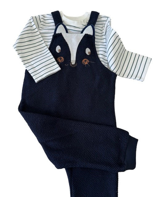 Newborn & Toddler Overalls in a Fun Print (Skunk) Striped Long-Sleeve Shirt Included - 2 Piece Set - Wear Sierra