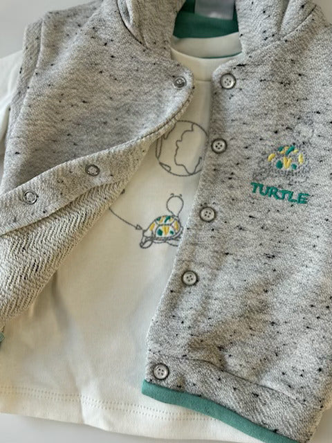 Newborn, Infant & Toddler Animal Theme (Turtle) 3-Piece Hoodie Jacket Set for Little Boys & Girls - Wear Sierra