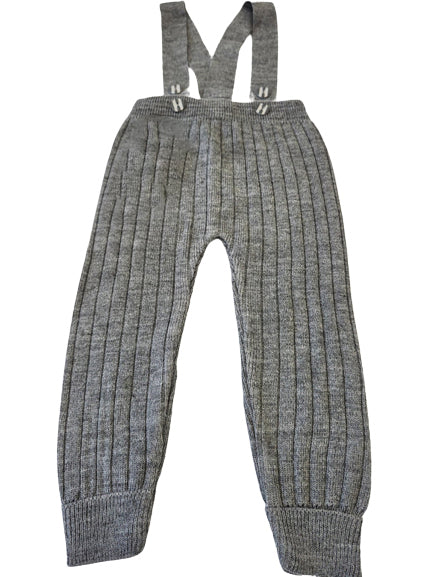 Toddler Knit Pants with suspenders kidswear Rolled Leg Cuff Detailing - Comfortable Pull On Pants for Girls & Boys - Wear Sierra