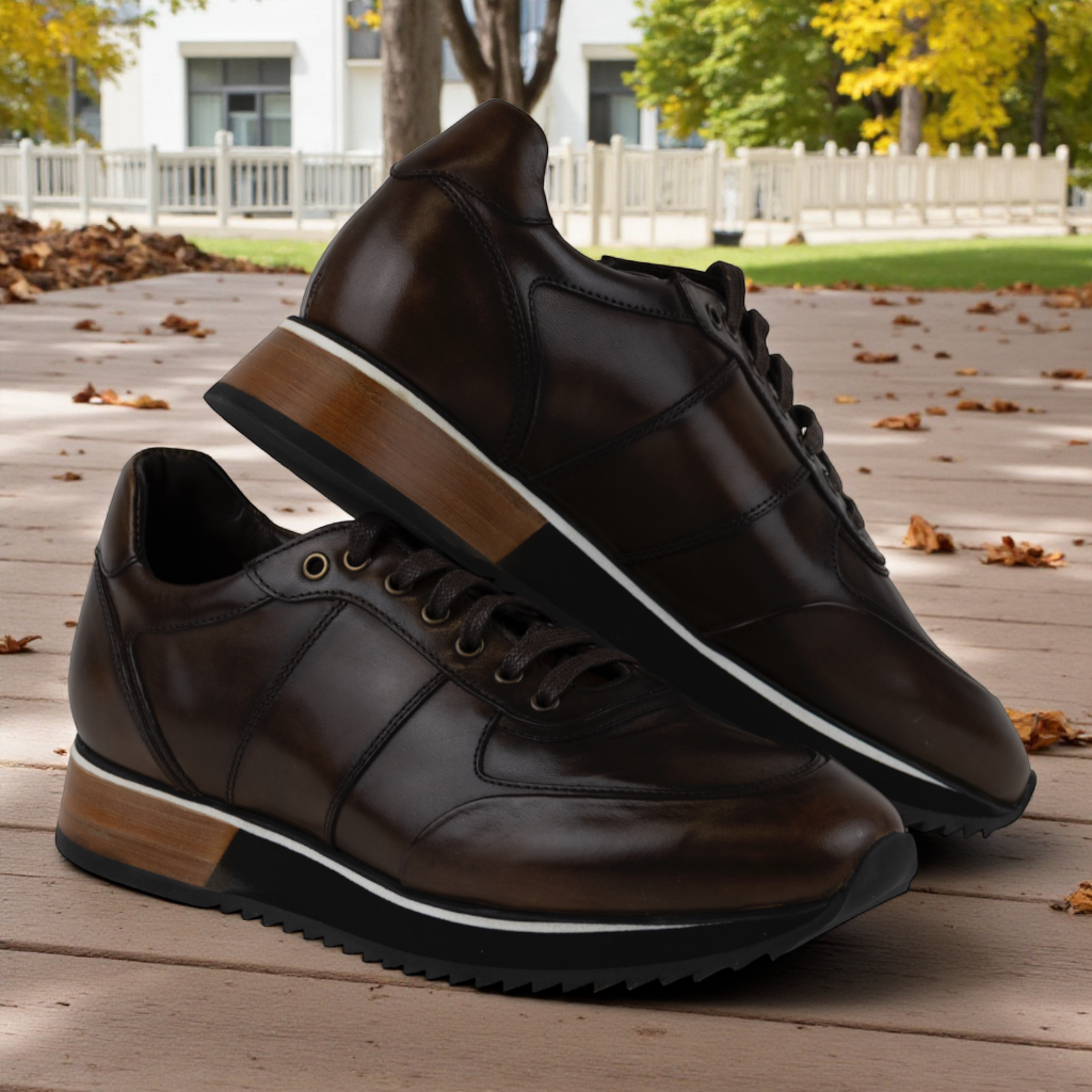Men's Sporty Casual Dress Shoes in all Leather (Zeno Style)