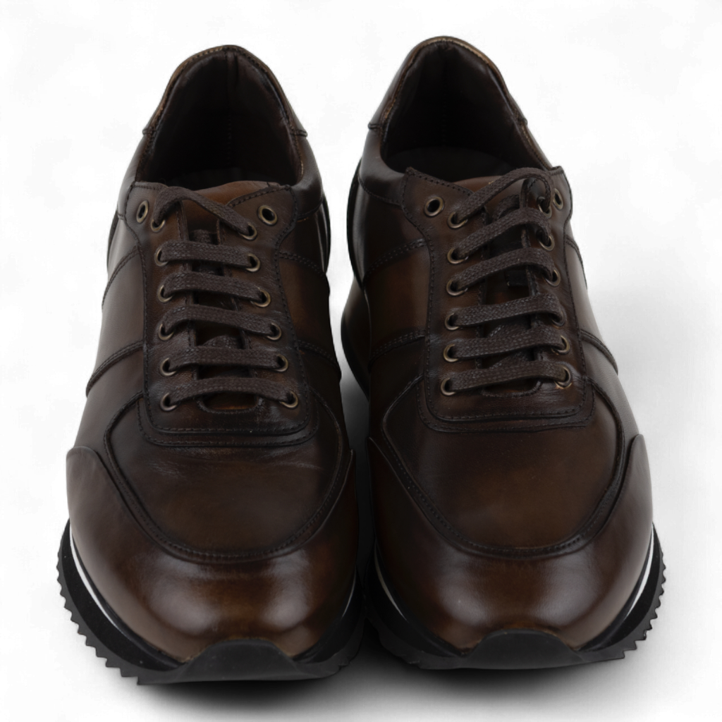 Men's Sporty Casual Dress Shoes in all Leather (Zeno Style)