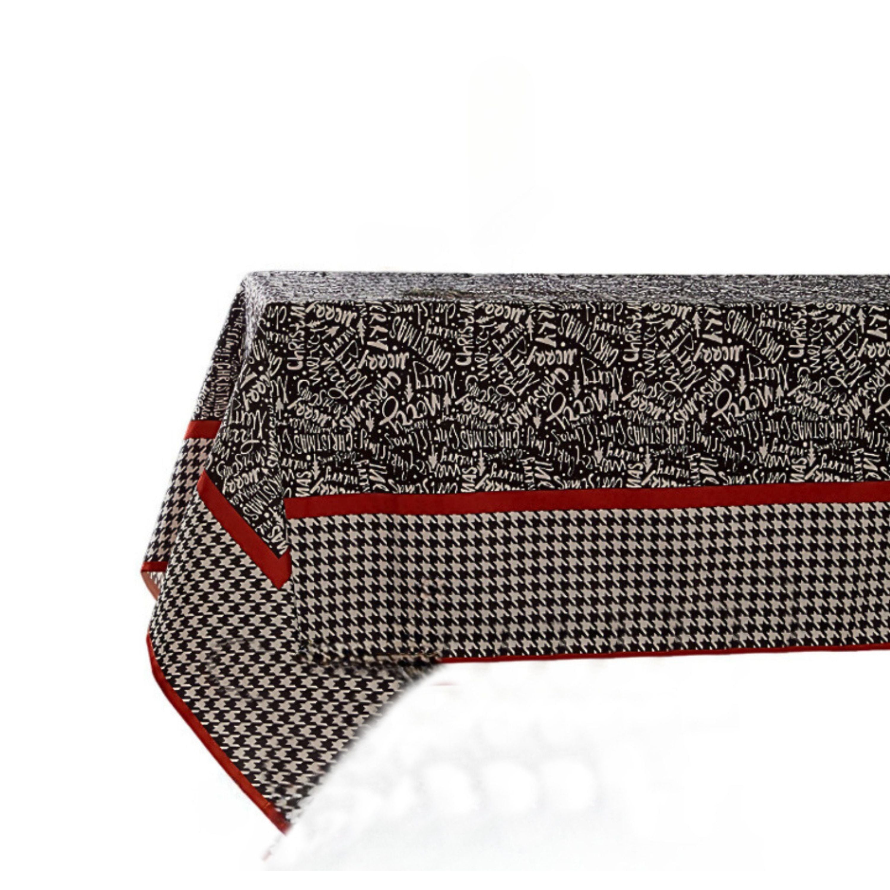 Happy New Year Merry Christmas Black & Red Tablecloth