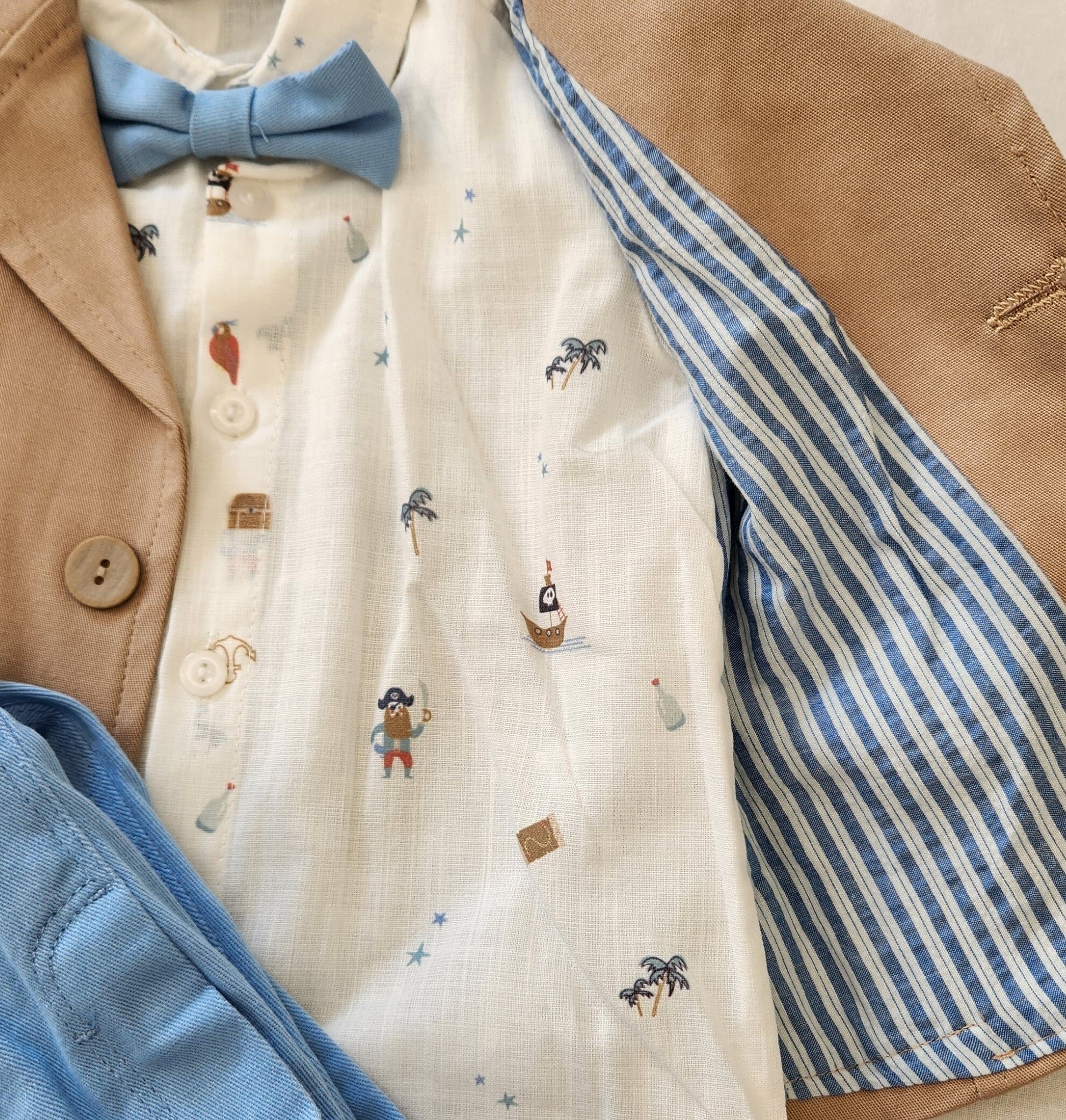 Little Boy to Toddler Nautical Jacket, Button-Up Long Sleeve Shirt & Pants Full 3-Piece Suit