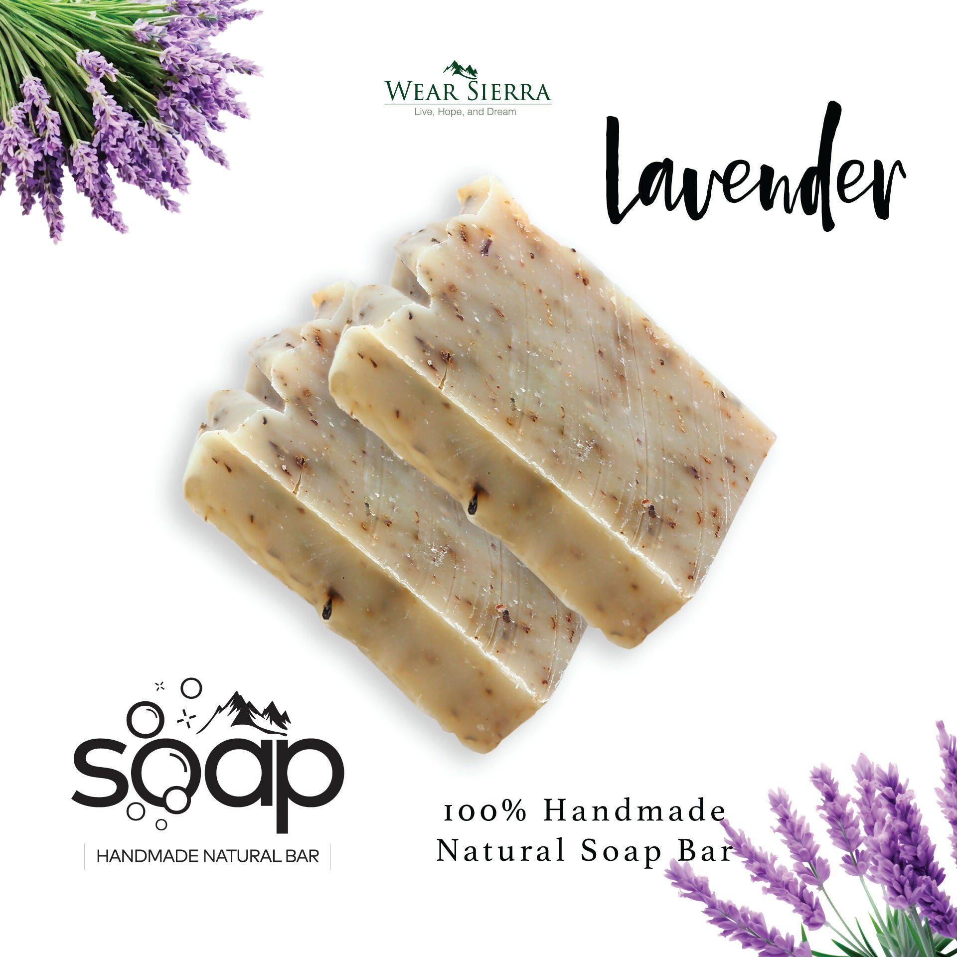 Lavender natural handmade soap bars.