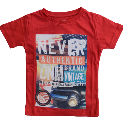 Never - Crew Neck Cotton T-Shirts for Children's - Gift for Son and Daughters - Color White & Red - Wear Sierra