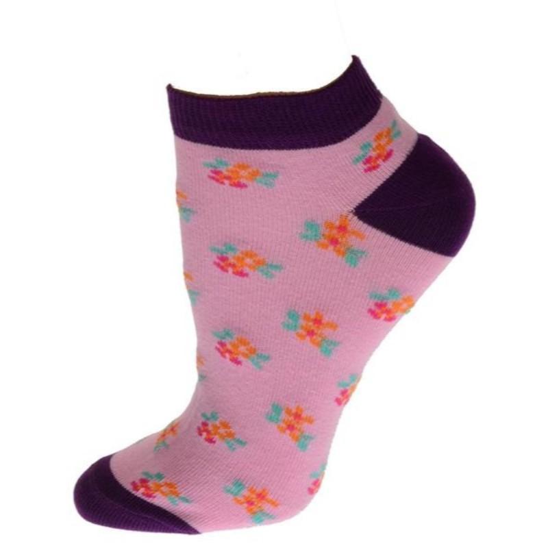 Floral Pattern Ankle Low Cut 2-pair Pack & 4-pair Pack Cotton Socks