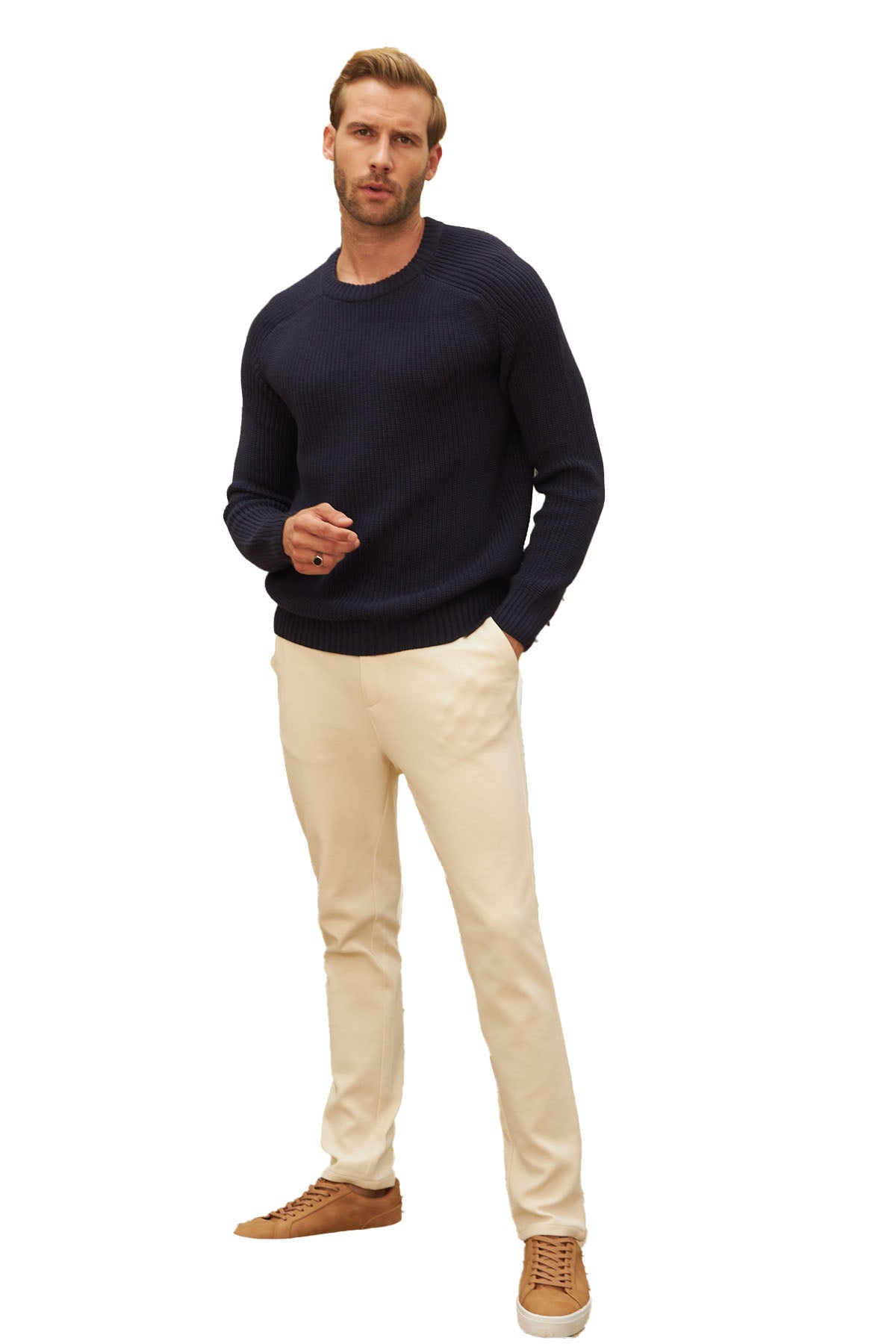 Men's Long Sleeve Crewneck Mid-Weight Pullover Sweater - Wear Sierra