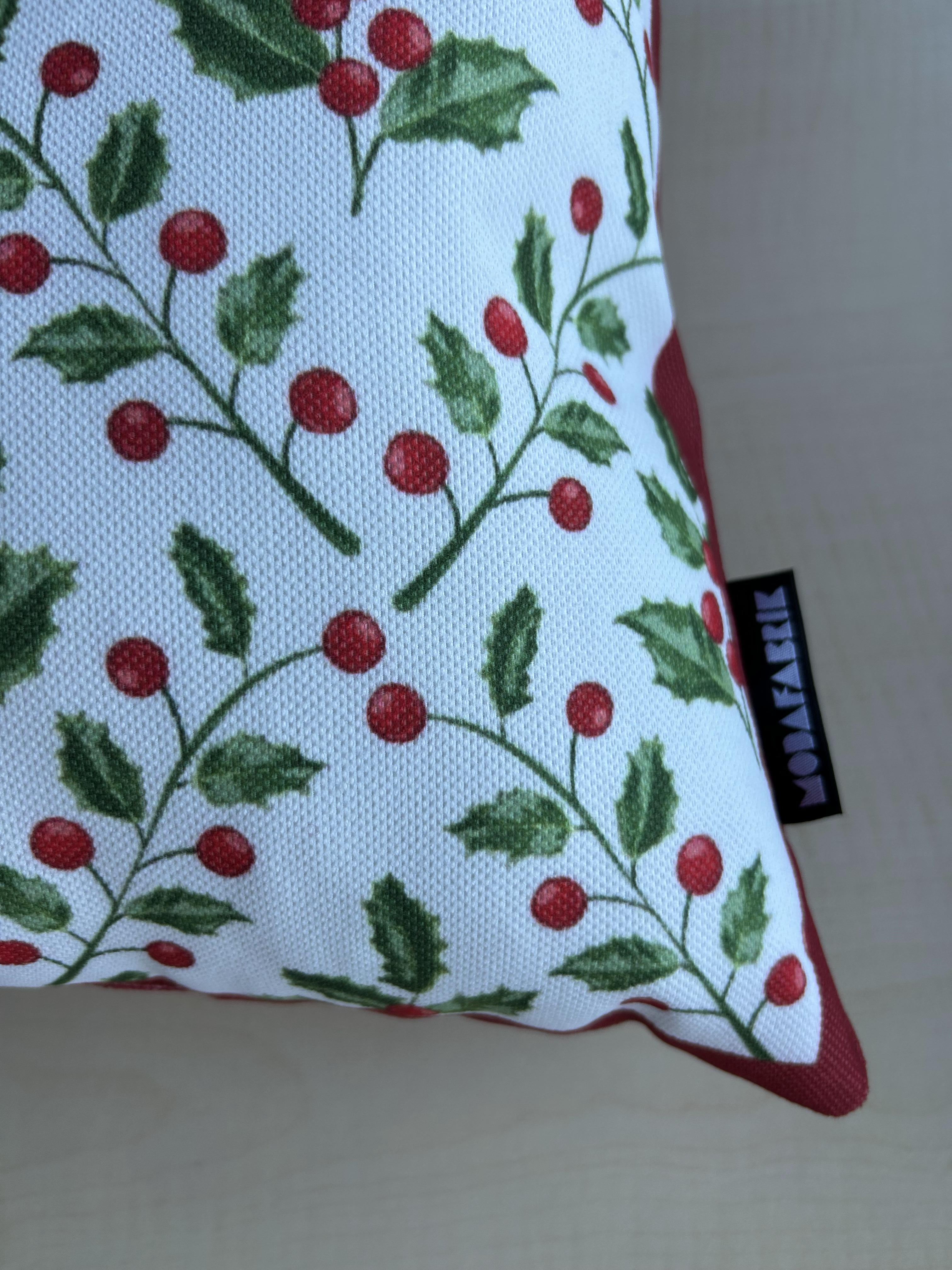 Holly Branch and Berries Pillow Cover, Rectangular, 18 1/2L x 13" W - Wear Sierra