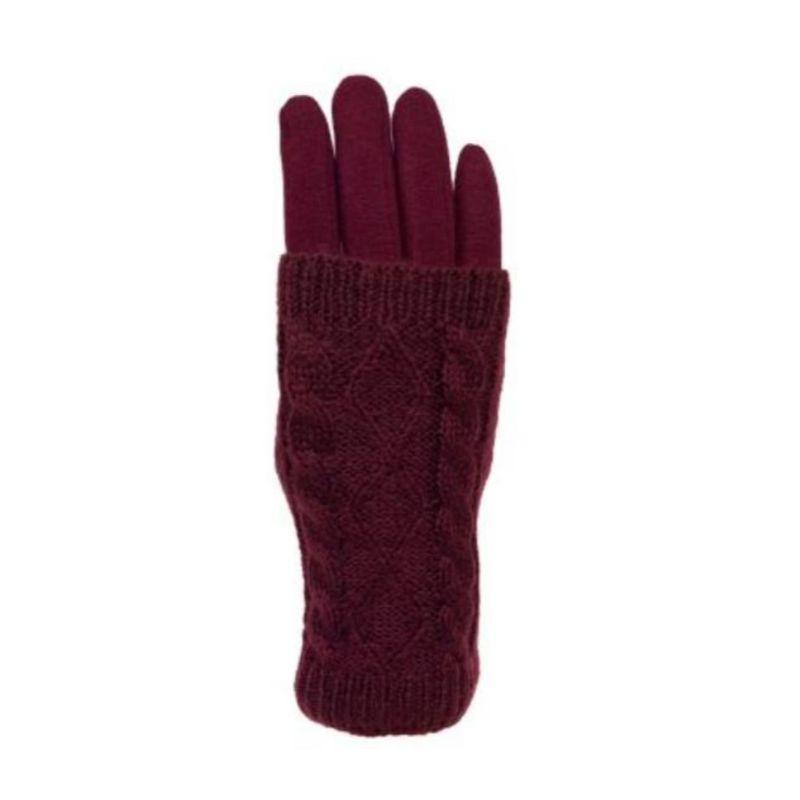 Women's Gloves - Big Girls Cable Fashion Design Touch Screen and Texting Two Pieces Gloves