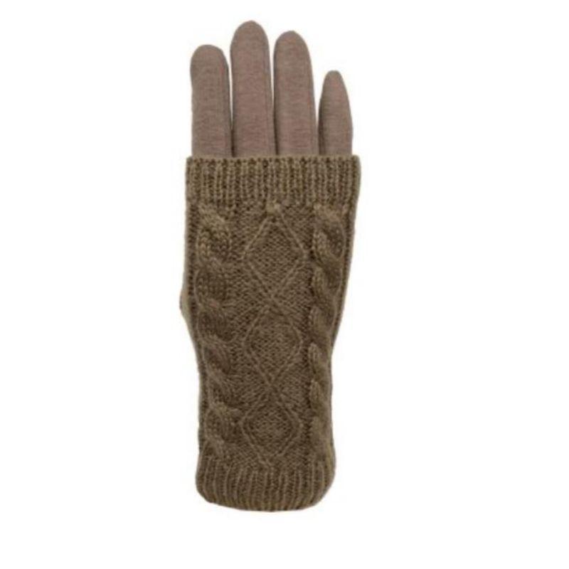 Women's Gloves - Big Girls Cable Fashion Design Touch Screen and Texting Two Pieces Gloves