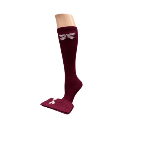 Bow pattern Hi-Bulk Acrylic Knee-Hi Women's Socks W3619KH