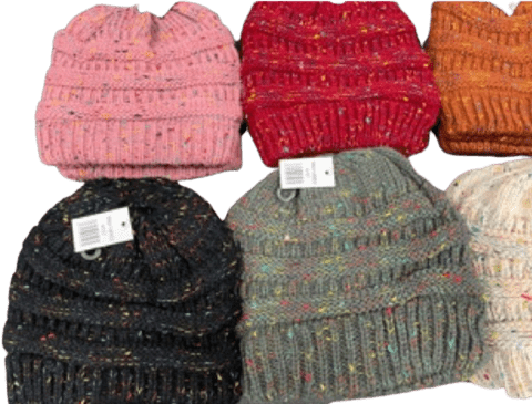Ponytail Beanie Women's Big Girls Ribbed Cozy Hats