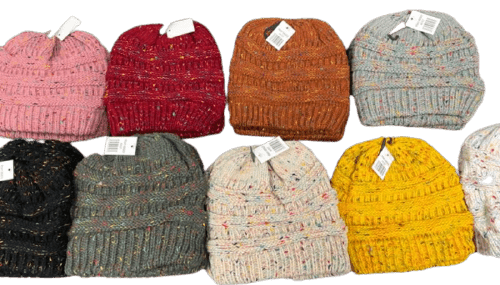 Ponytail Beanie Women's Big Girls Ribbed Cozy Hats