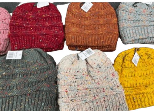 Ponytail Beanie Women's Big Girls Ribbed Cozy Hats