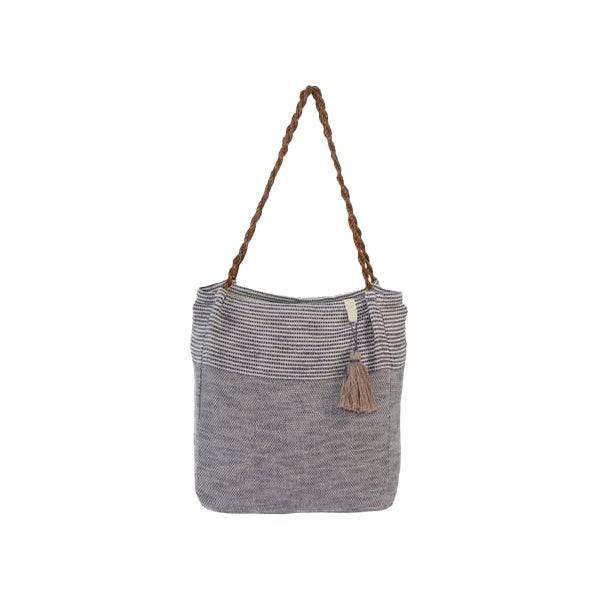 Reusable Women's Cotton Tote Shoulder Bag, Tassel Handbag