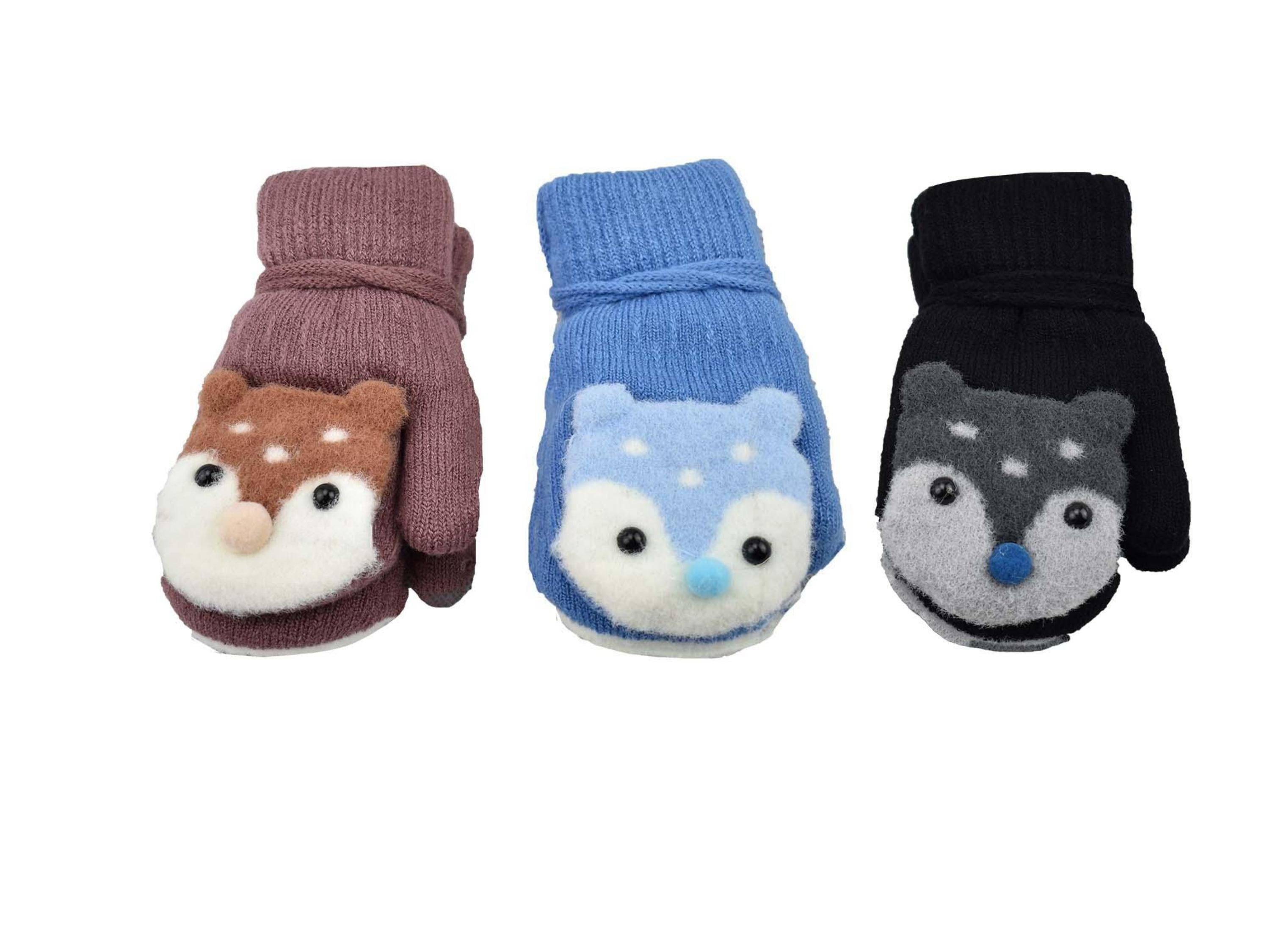 Sierra Bear Soft Knit Mittens for Baby or Toddler