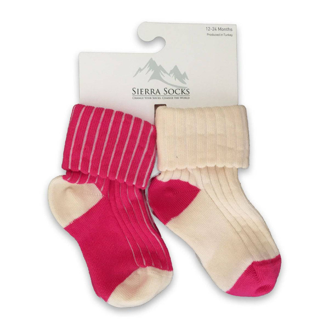 Toddler Combed Cotton Ribbed Turn Cuff 2-Pack Socks