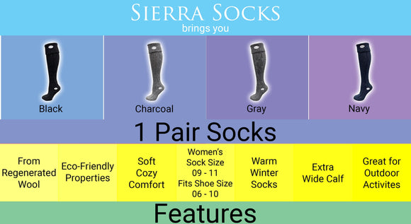 Wool Over-The-Knee/Knee Hi Outdoor Hiking Winter Women Boot Socks