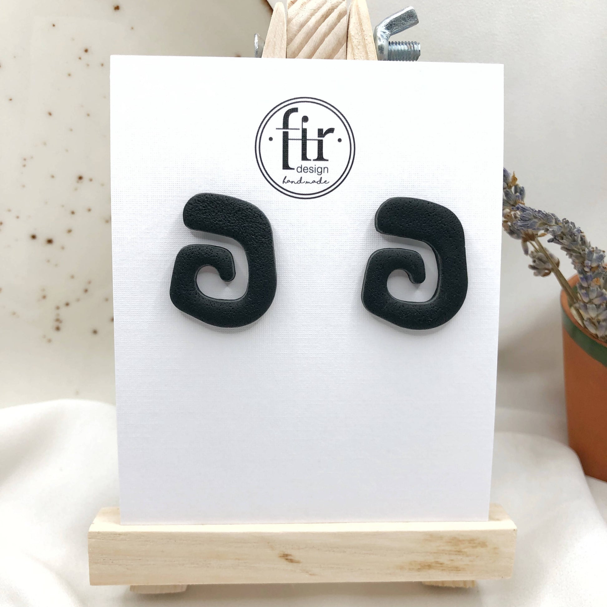Deep Black Handmade Polymer Clay Earrings - Stylish Earbacks - Nikel Free - Wear Sierra