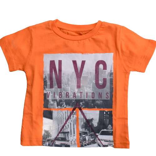 NYC Vibrations - Children's T-Shirt Outfits - T-Shirt for 2,7 Years Children's, Orange & Navy T-Shirt - Wear Sierra