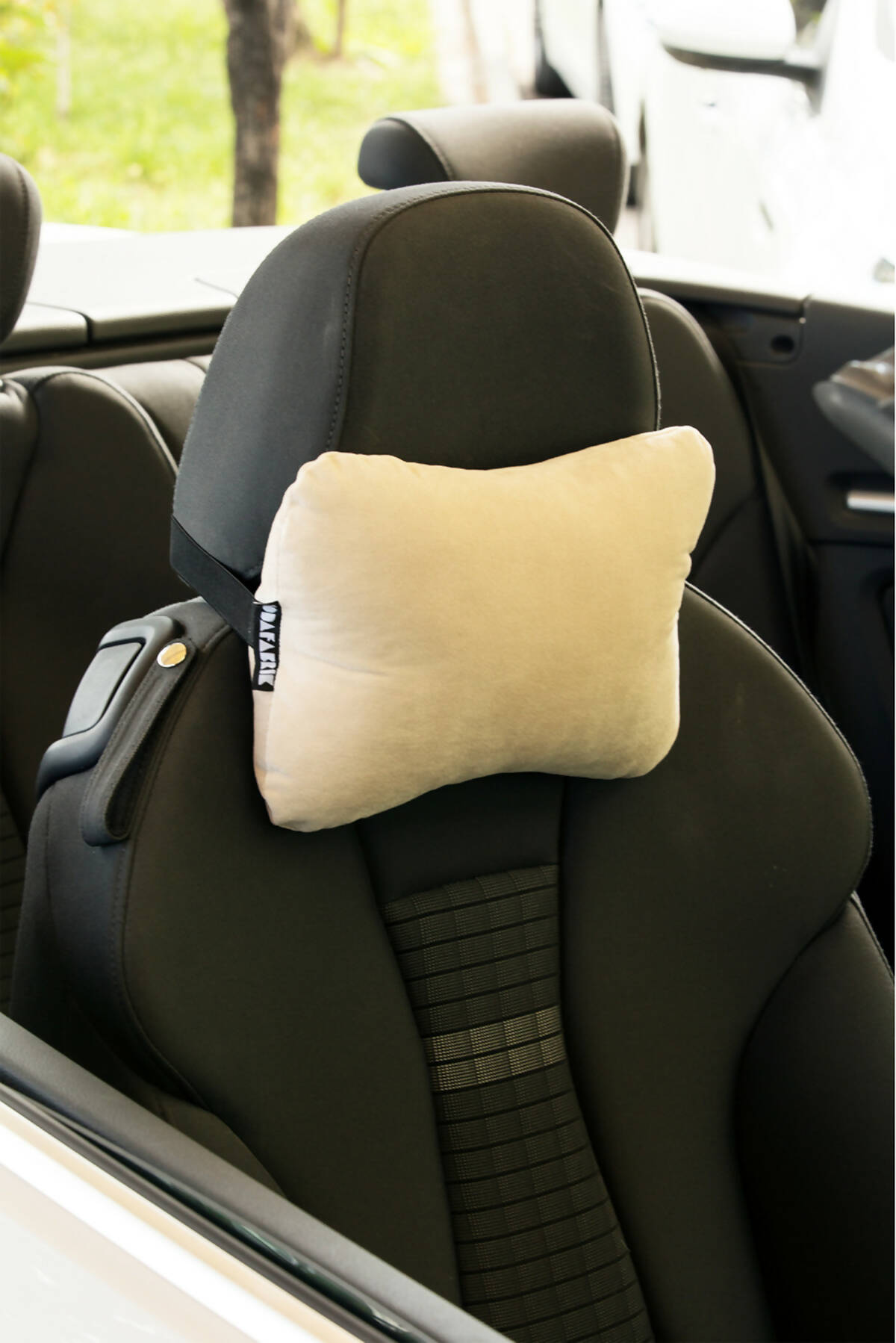 Travel Neck Pillow for Car or SUV, Car Neck Pillow with Elastic Strap, Lower Back Support Pillow, 7" x 11" Soft Personal Size Microfiber Pillow, Butterfly Shape Car Pillow - Wear Sierra